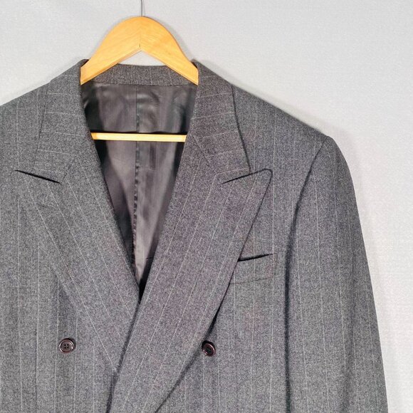 Vintage Canali x Barneys Blazer Mens 40R Gray Wool Double Breasted Jacket - Picture 4 of 14